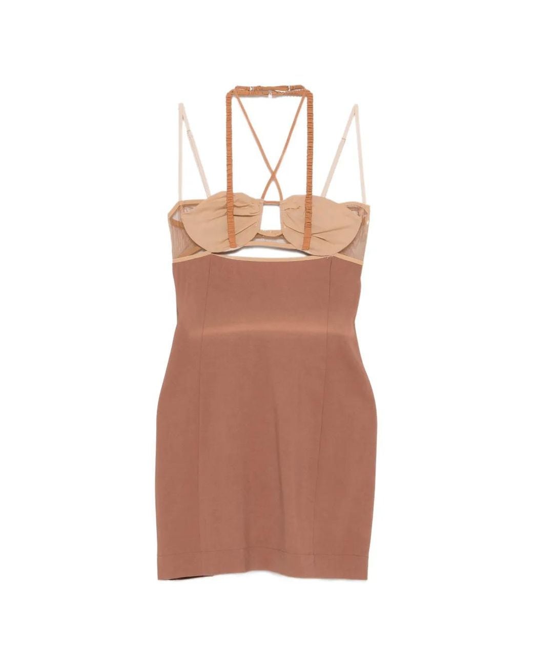 Nensi Dojaka Natural Robe Courte À Design Drapé À Double Soutien-Gorge