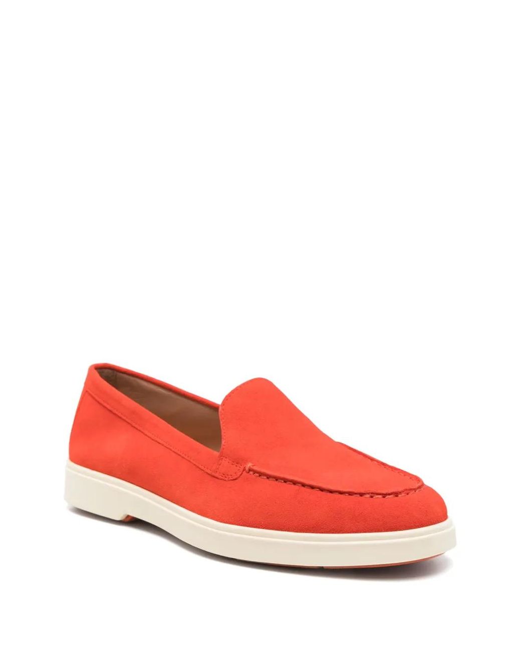 Santoni Red Suede Loafers