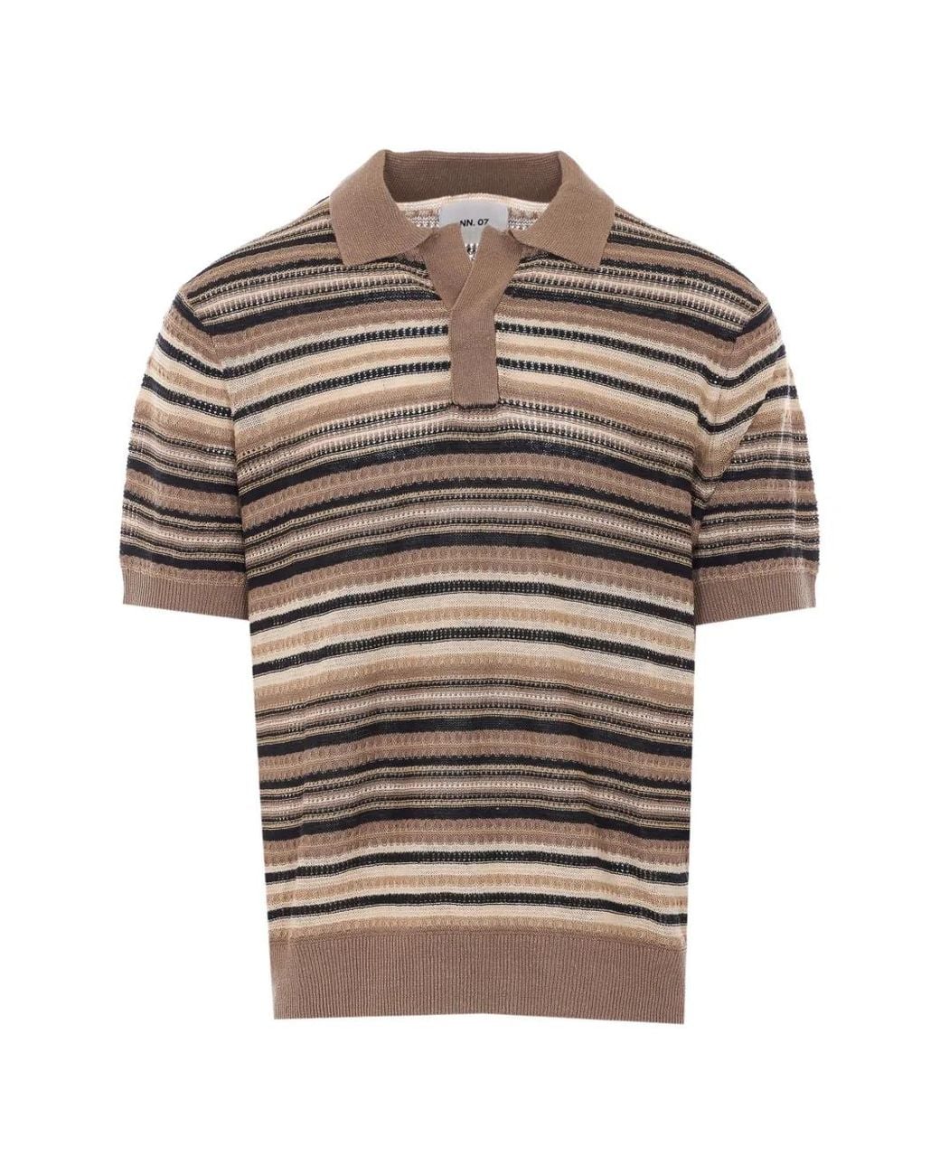 NN07 Gray Noam Striped Polo Shirt for men