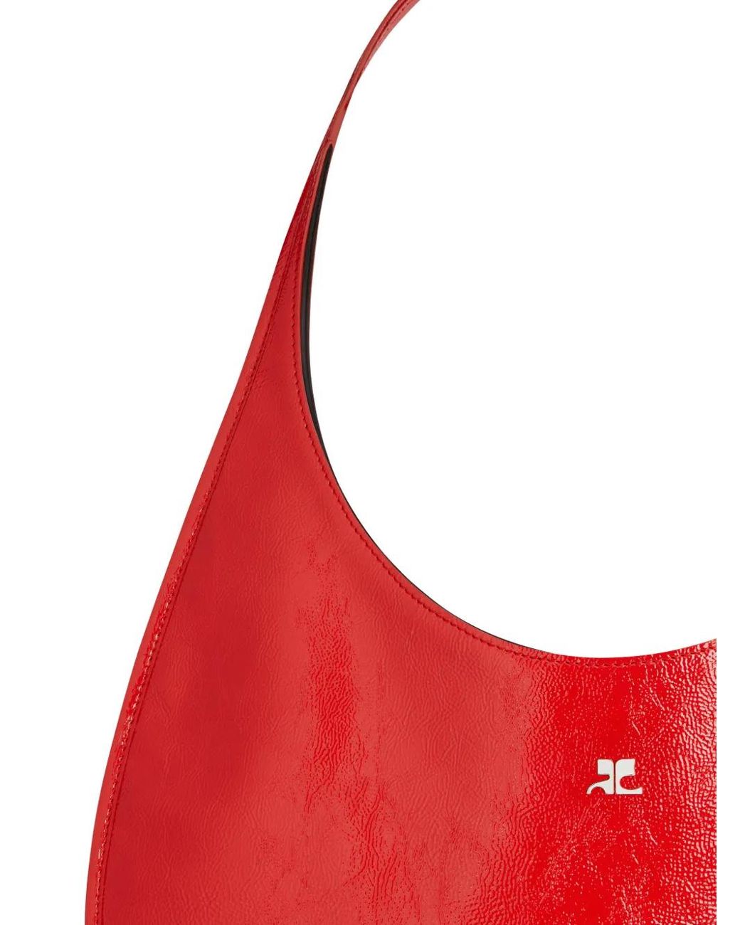 Courreges Red Logo-Plaque Tote Bag