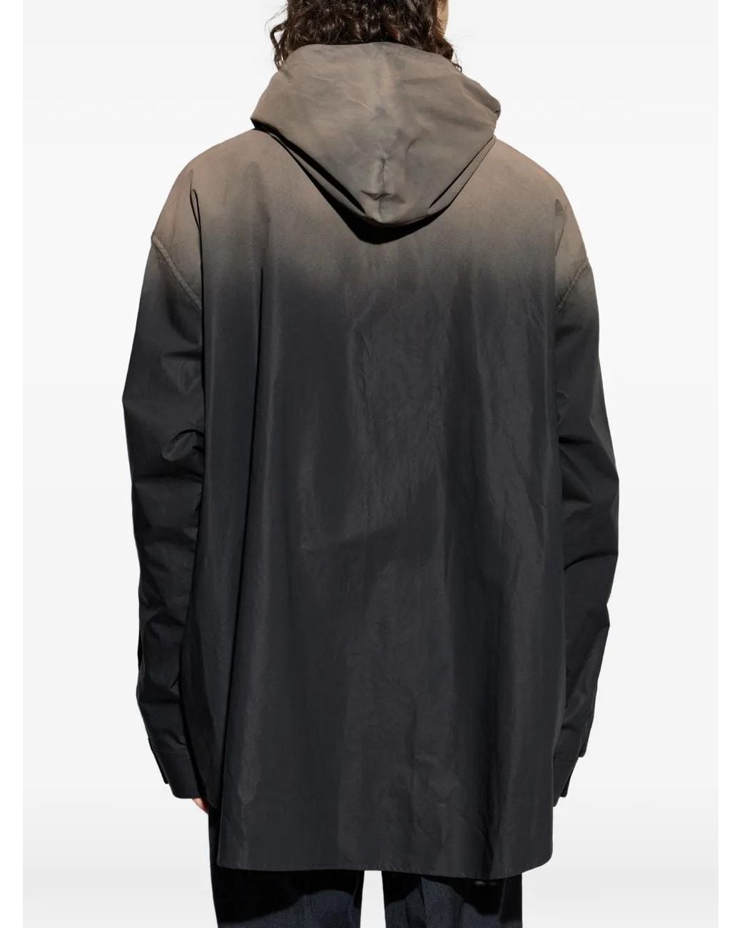 Balenciaga Black Hooded Button Shirt for men