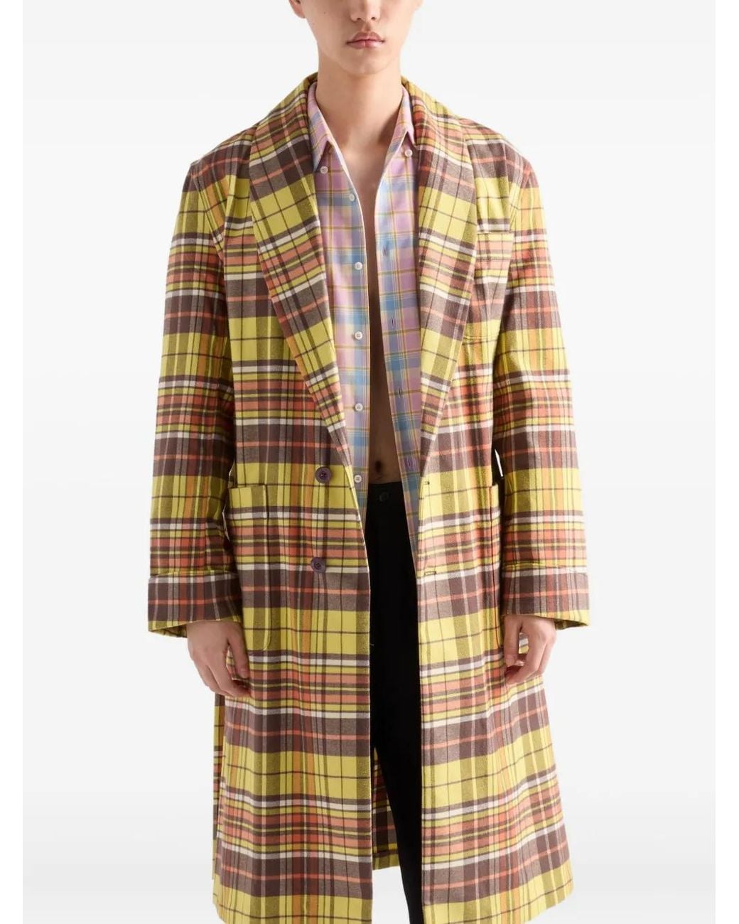 Prada Geruite Trenchcoat in het Metallic voor heren