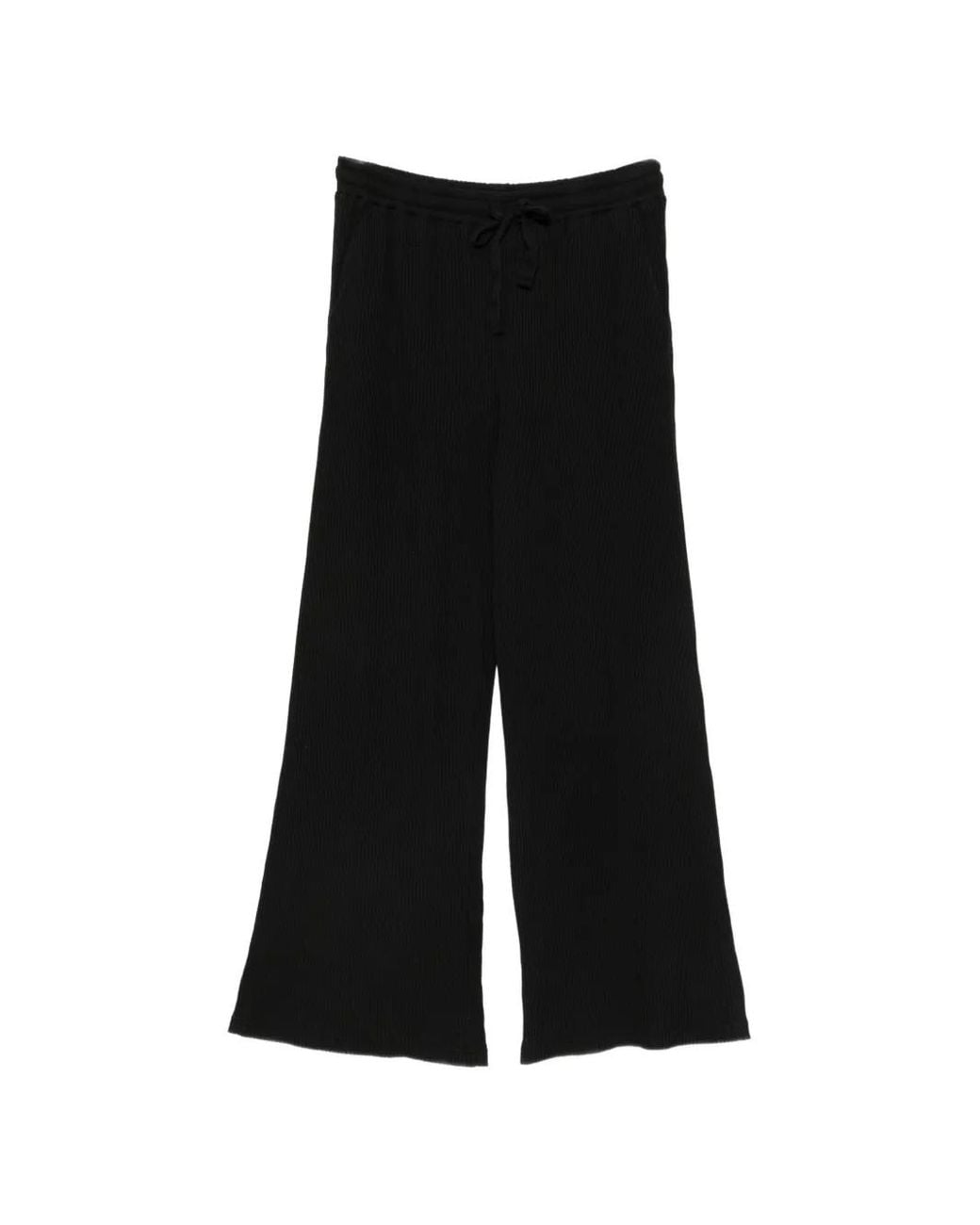 Bobi Black Ribbed-Knit Drawstring Track Pants