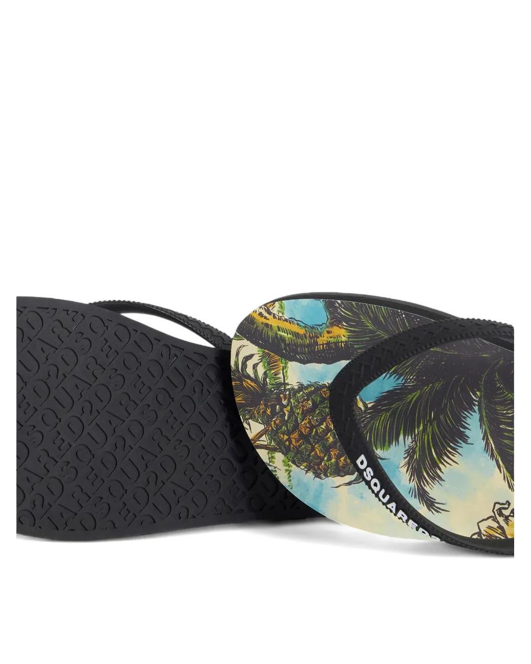 DSquared² Black Monkey Business Flip Flops for men