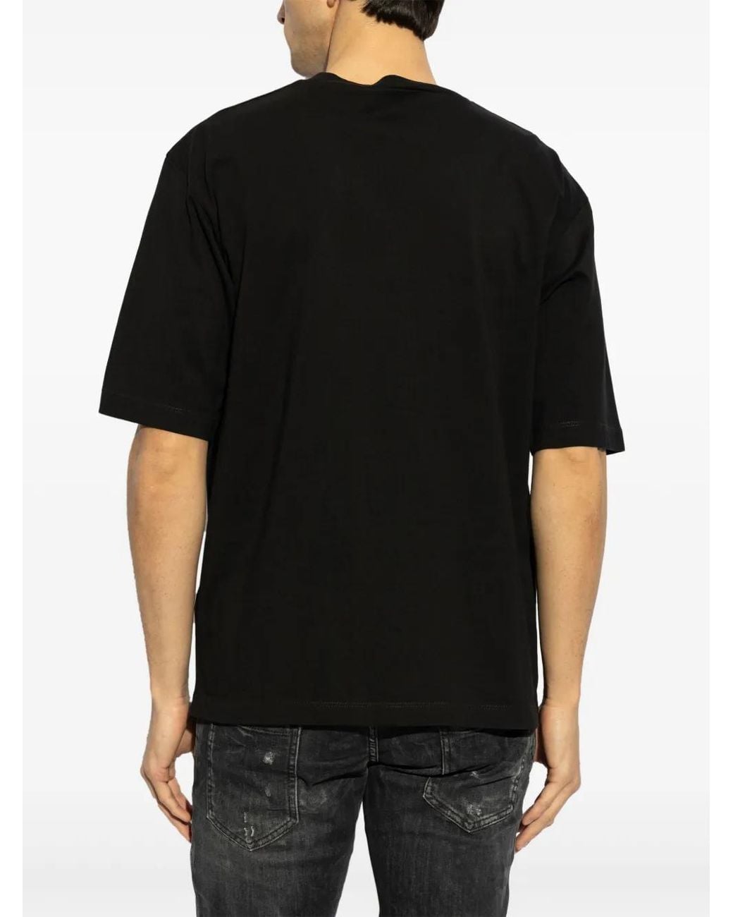 DSquared² Black Slogan-Print Cotton T-Shirt for men