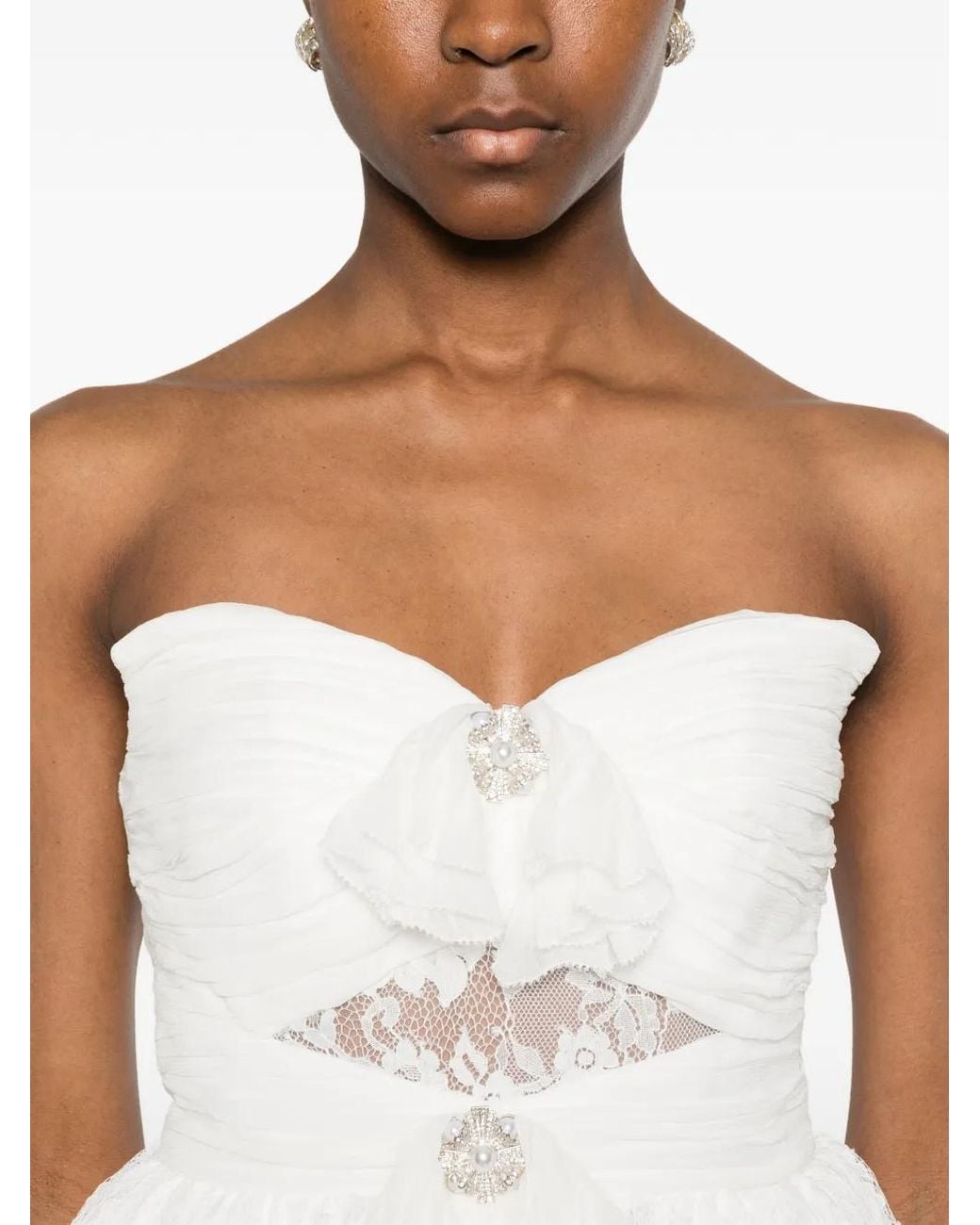 Self-Portrait White Strapless Mini Dress