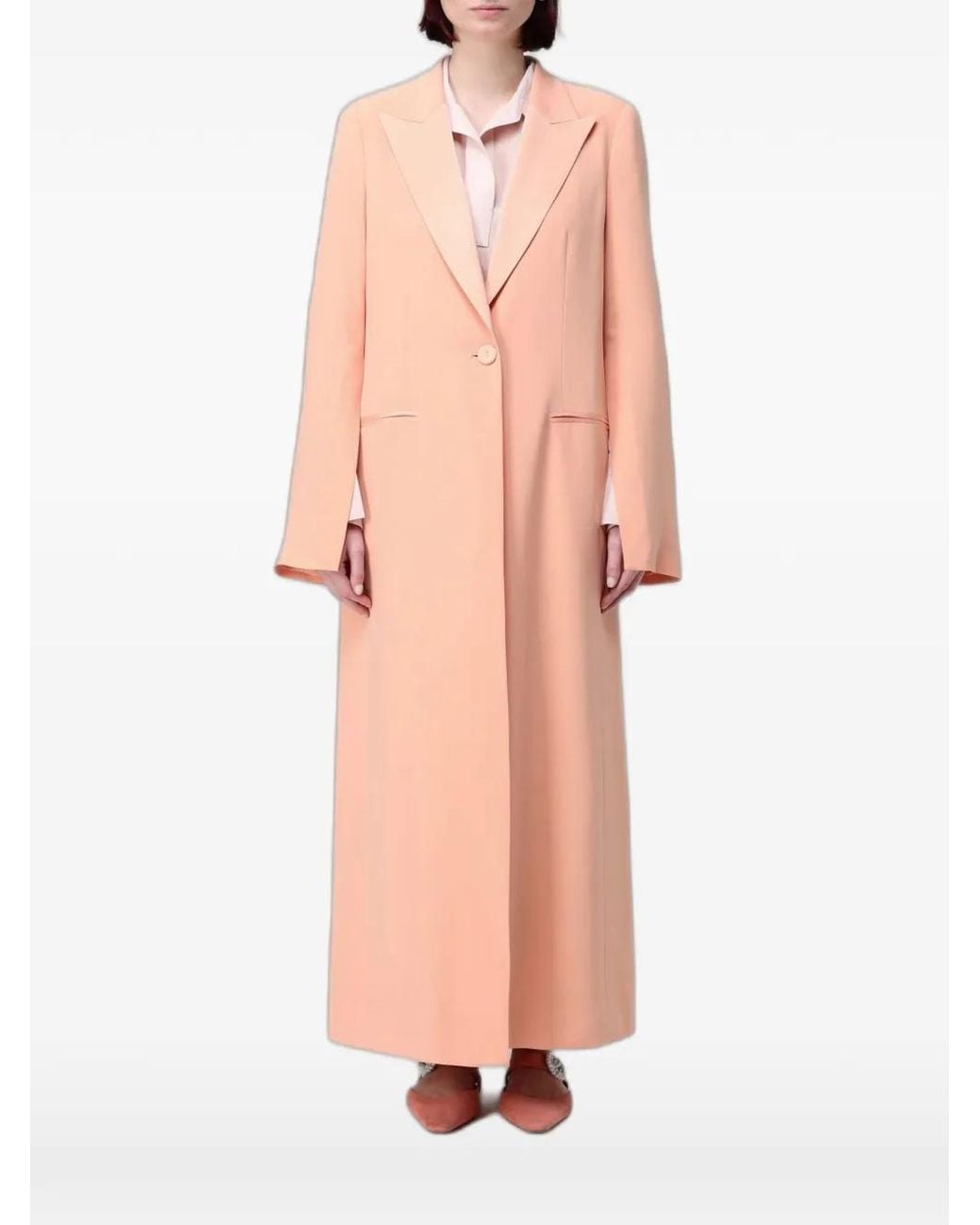 Twinset Pink Single-Breasted Slit-Sleeve Coat
