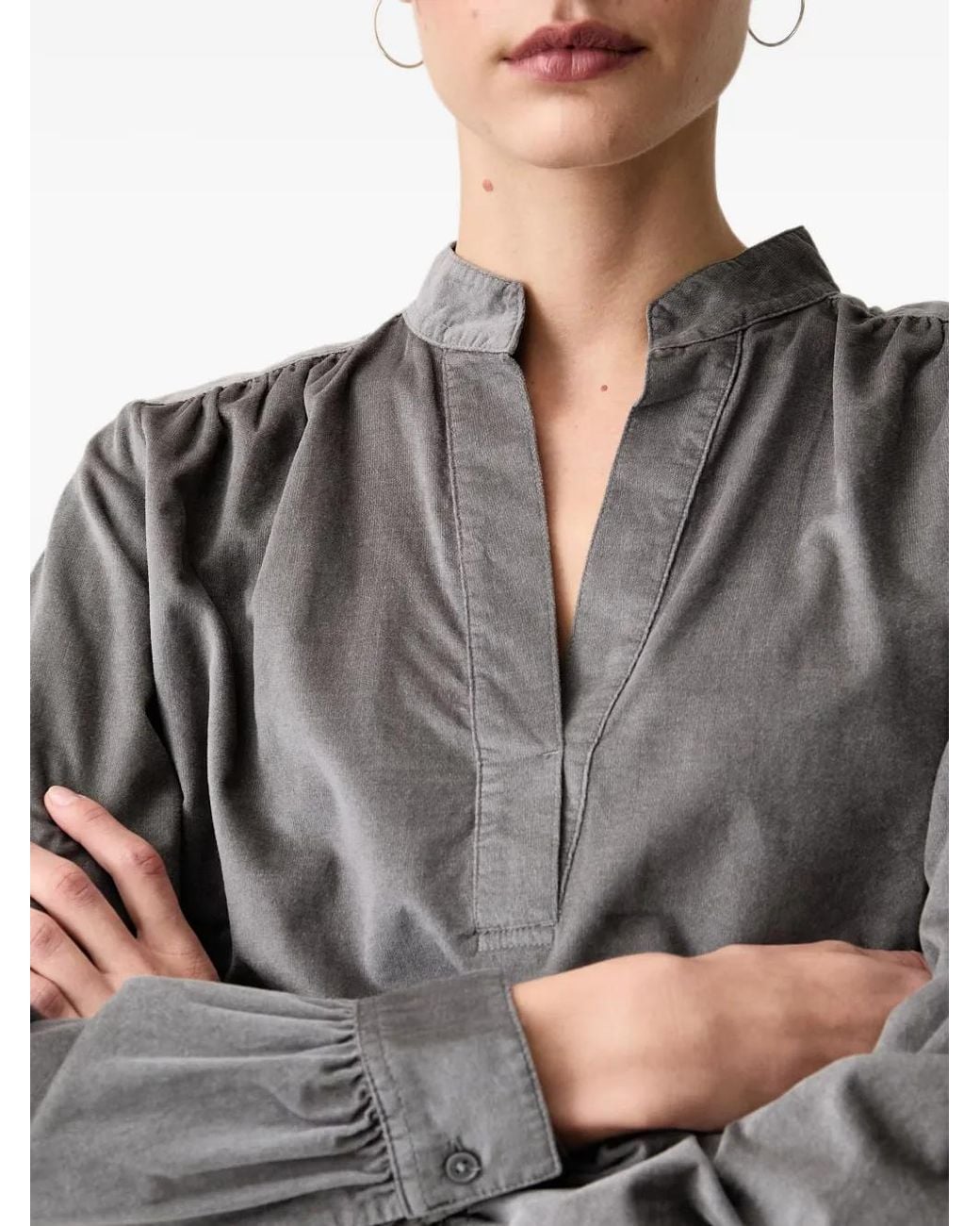 Marc O' Polo Gray Gathered-Detail Blouse