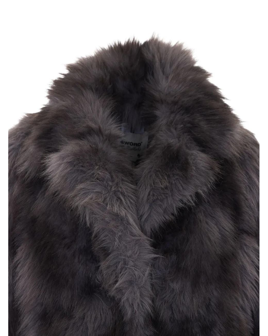 S.W.O.R.D Black Shearling-Texture Notch-Lapel Coat