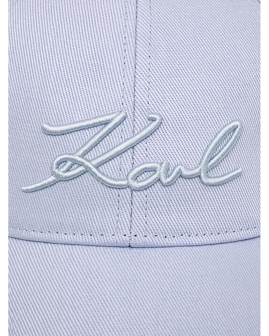 Karl Lagerfeld White Logo-Embroidered Baseball Cap