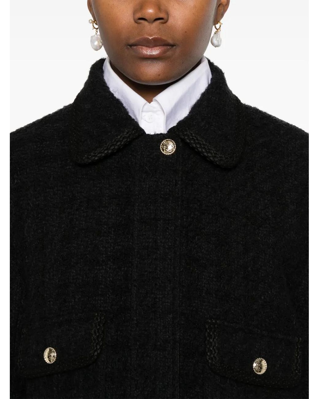 *人気* SANDRO ラインストーン ツイードジャケット Sandro ツイード ジャケット ブラック | Lyst