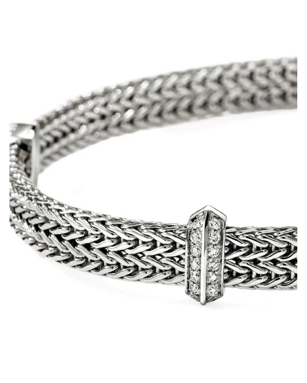 John Hardy White Sterling Icon Link Diamond Bracelet