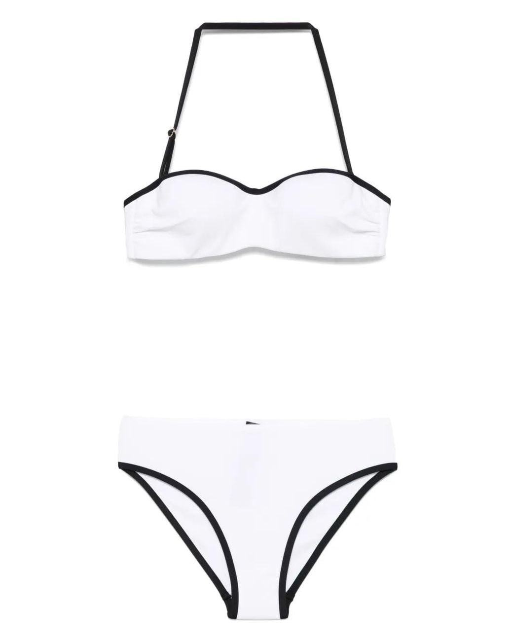 Giorgio Armani White Logo-Print Bikini