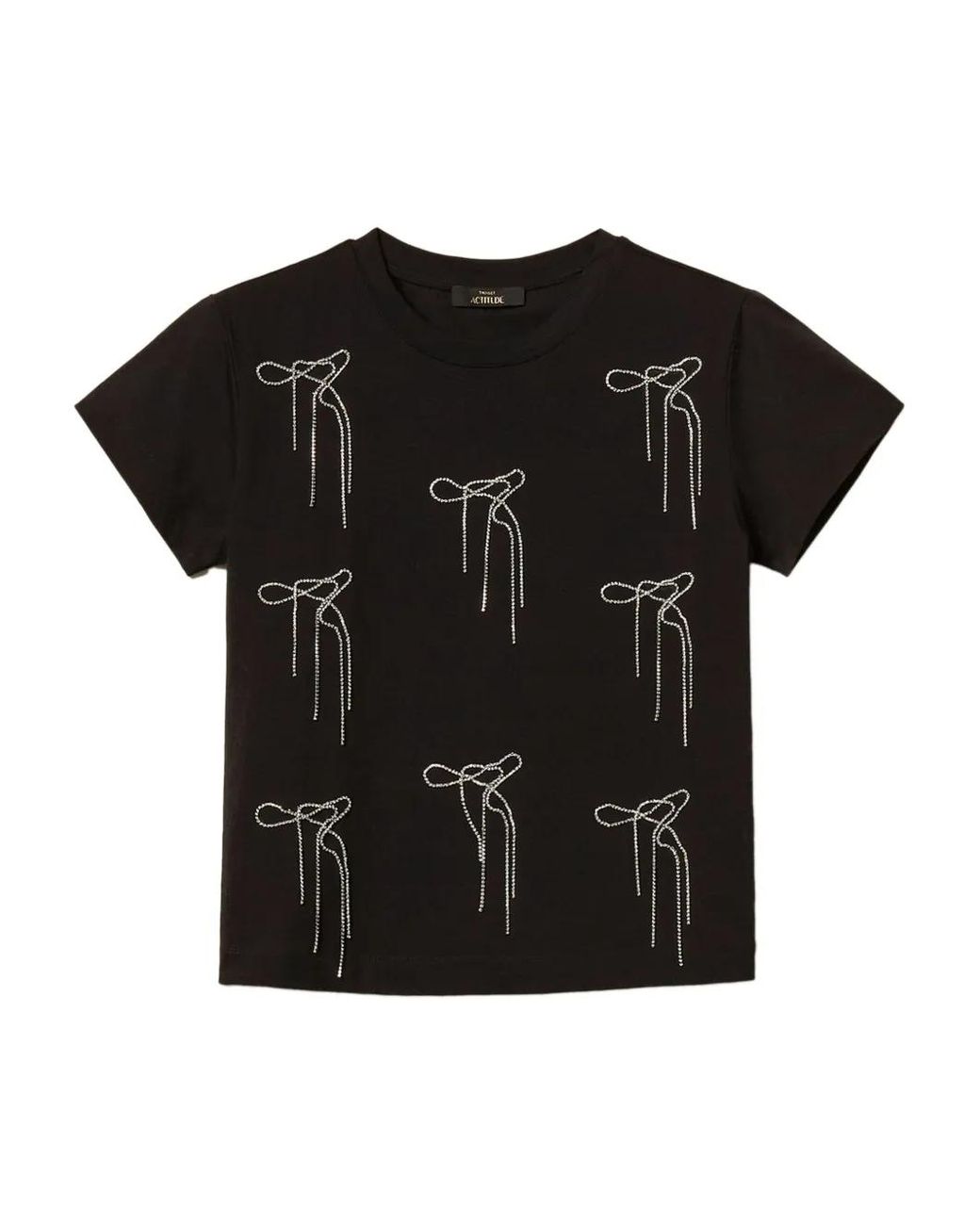 Twinset Black Bow Embroidered T-Shirt