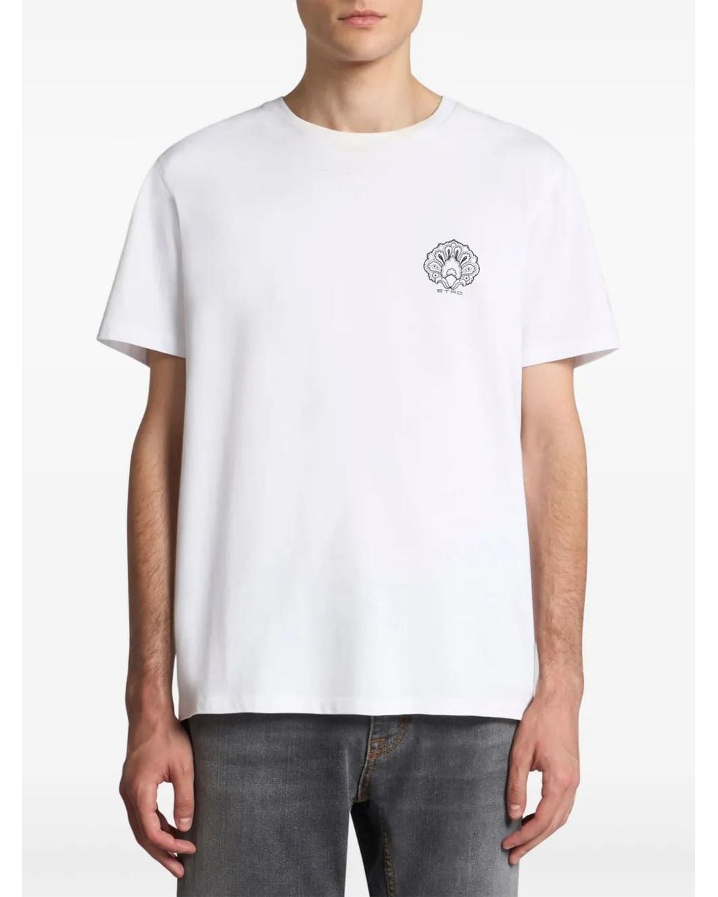 Etro White Cotton T-Shirt for men