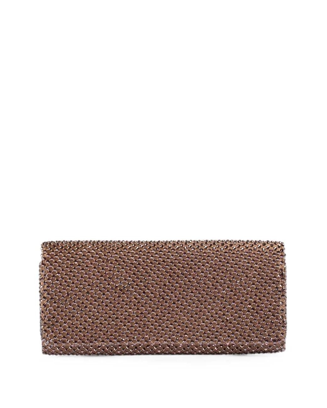 Le Silla Brown Gilda Crystal-Embellished Clutch Bag