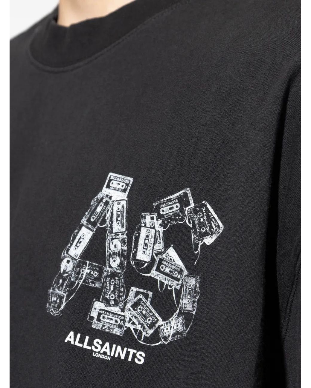 AllSaints Black Mixtape Graphic T-Shirt for men