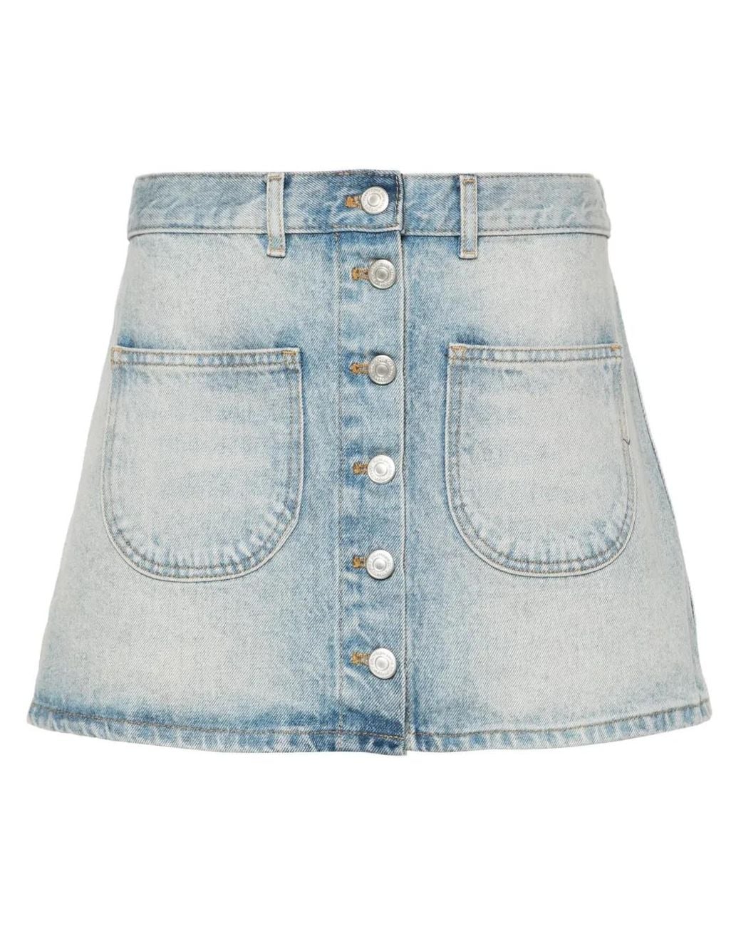 Courreges Blue Thigh-Length Light Denim Mini Skirt