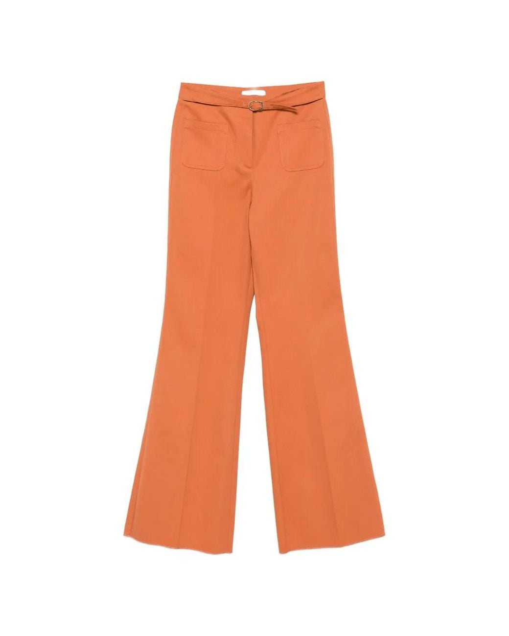 Dorothee Schumacher Orange Pantalon Évasé À Taille Ceinturée