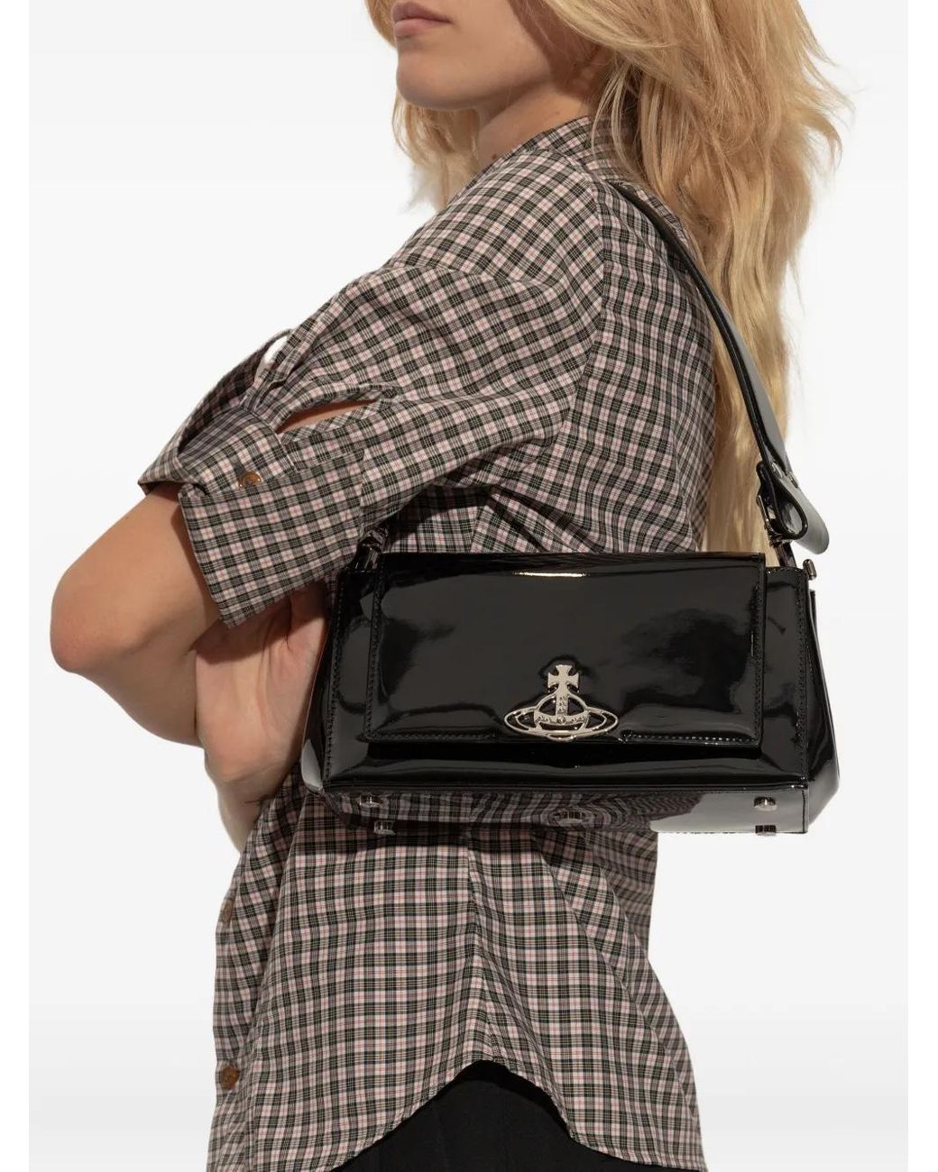 バッグ Vivienne Westwood Patent Leather Orb Bag Vivienne Westwood Patent-Leather Orb Shoulder Bag in Black | Lyst