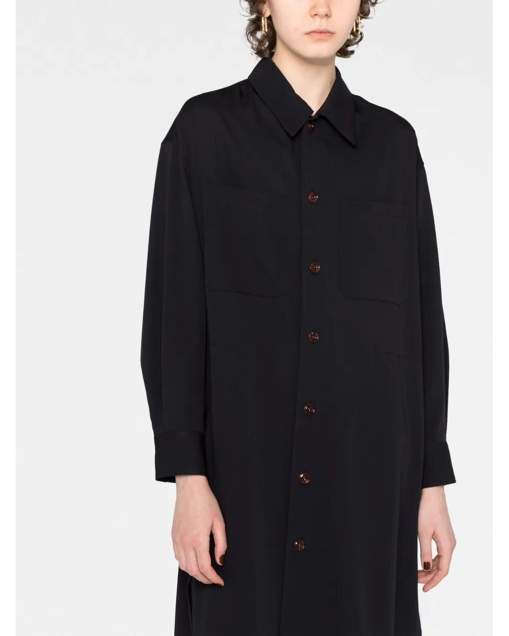 Lemaire Black Long-Sleeve Shirt Dress