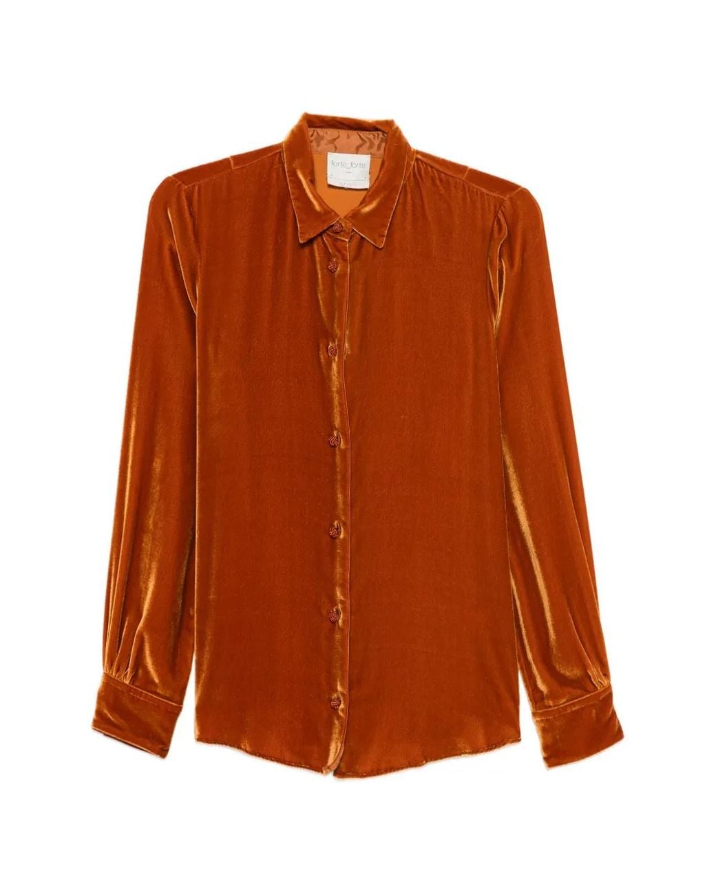 Forte_forte Orange Velvet Knot-Button Blouse