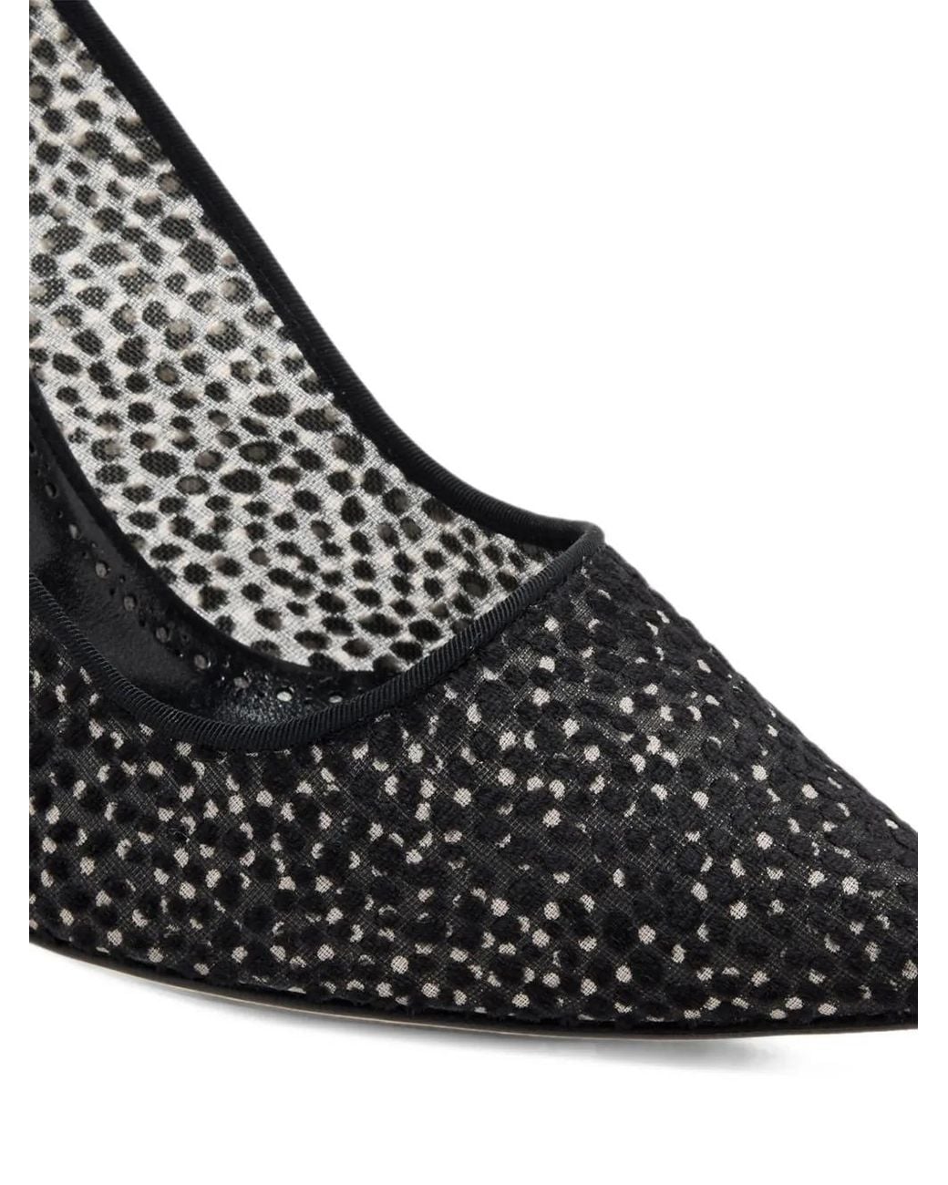 Manolo Blahnik Black Flocked Tulle Pumps