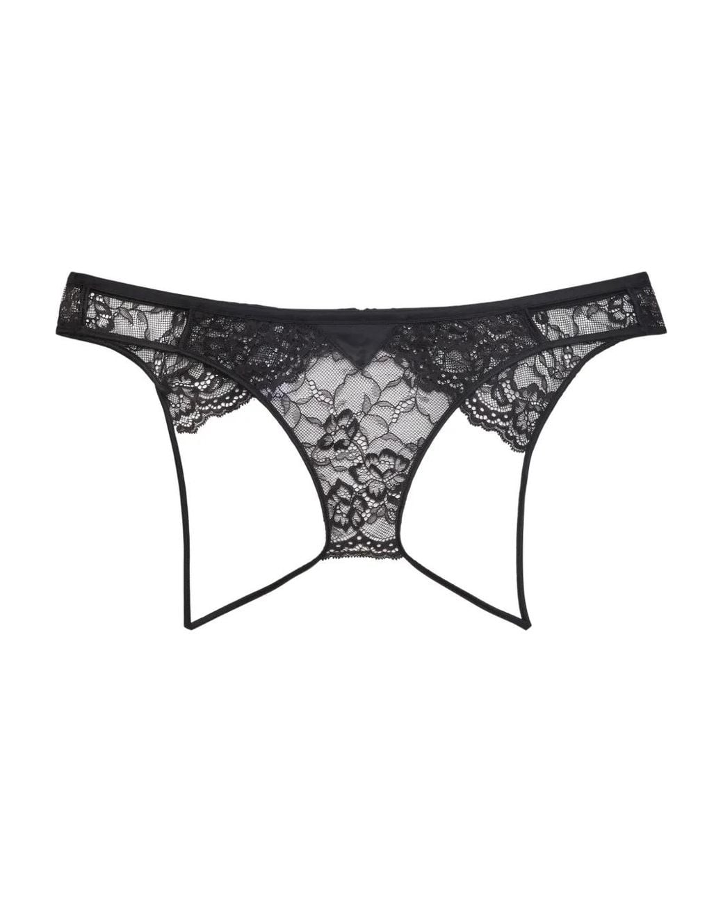Fleur du Mal Black Bianca Lace Ouvert Panty