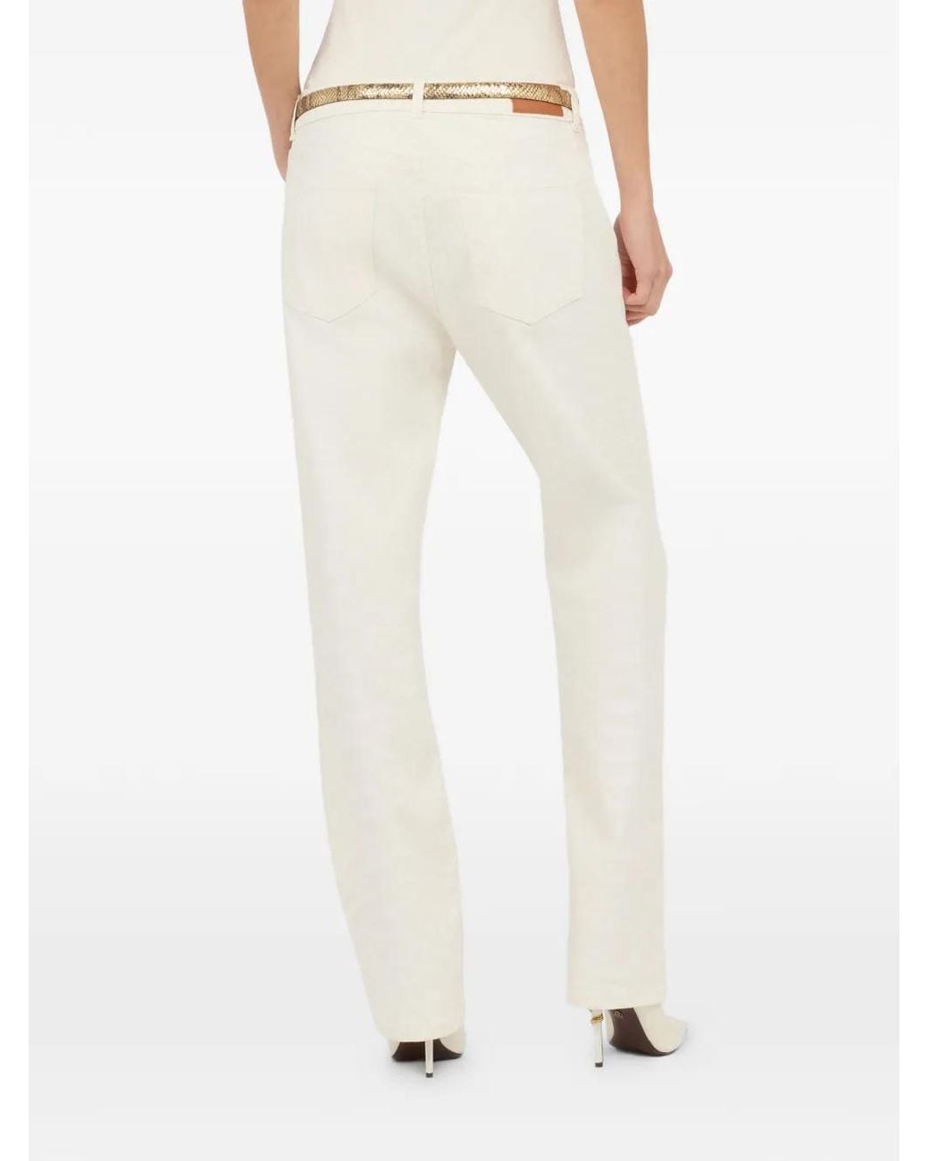 Roberto Cavalli White Scale-Print Jeans