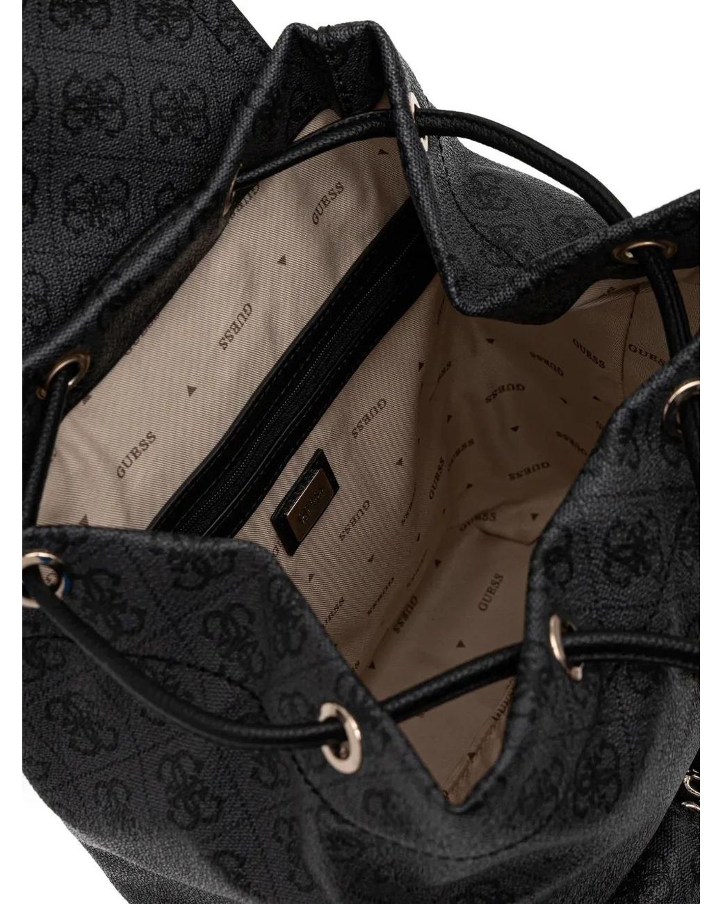 Guess Black Manhattan Monogram-Pattern Backpack