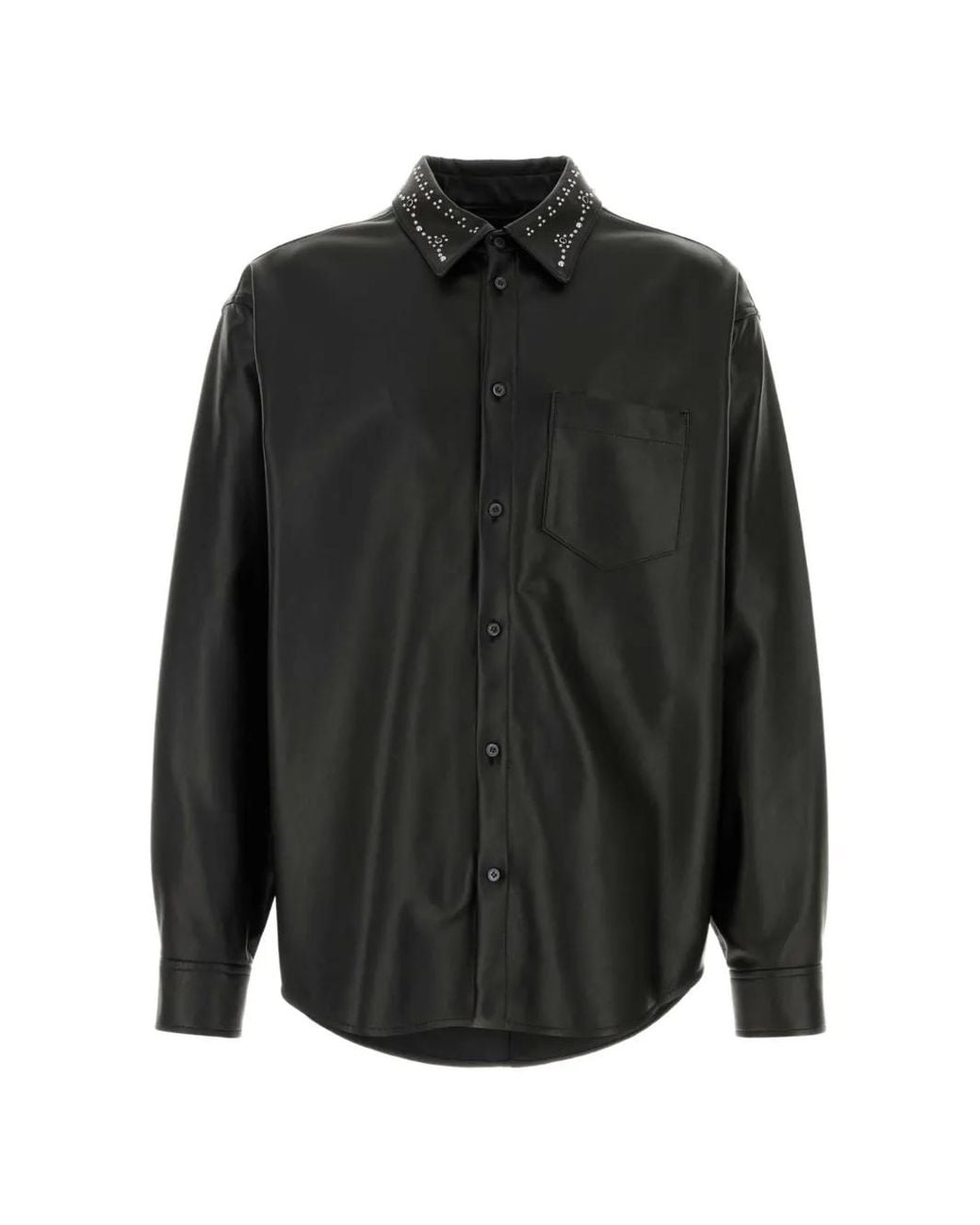 Marni Black Stud-Embellished Leather Shirt for men