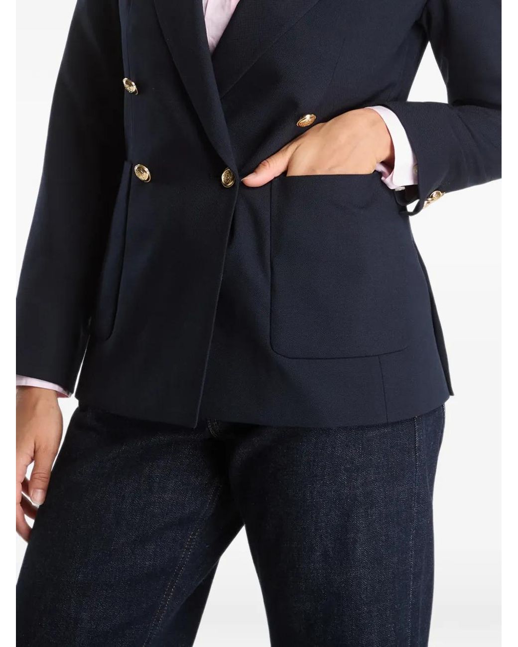 Gant Blue Double-Breasted Peak-Lapel Blazer