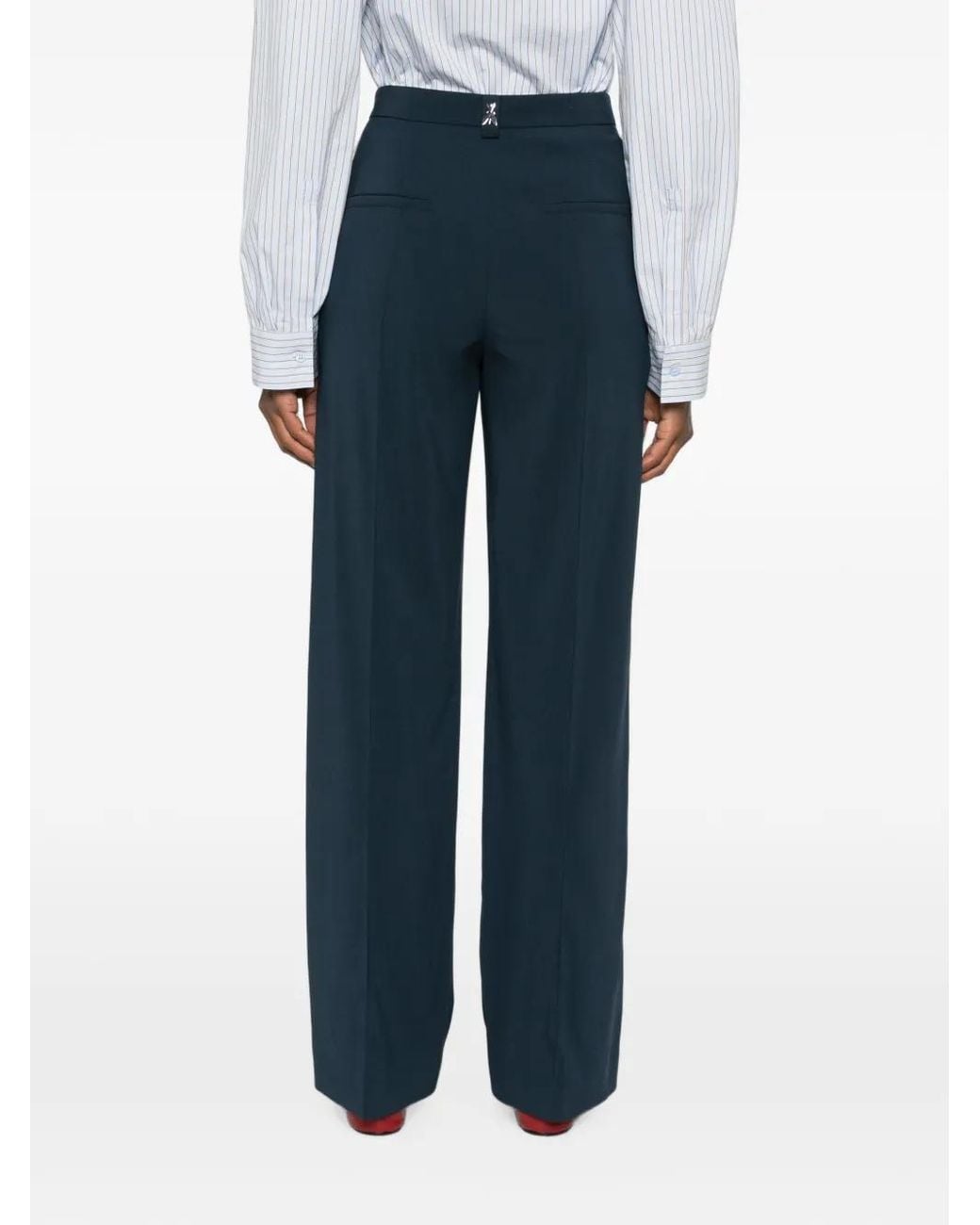 Patrizia Pepe Blue Logo-Plaque Straight-Leg Trousers