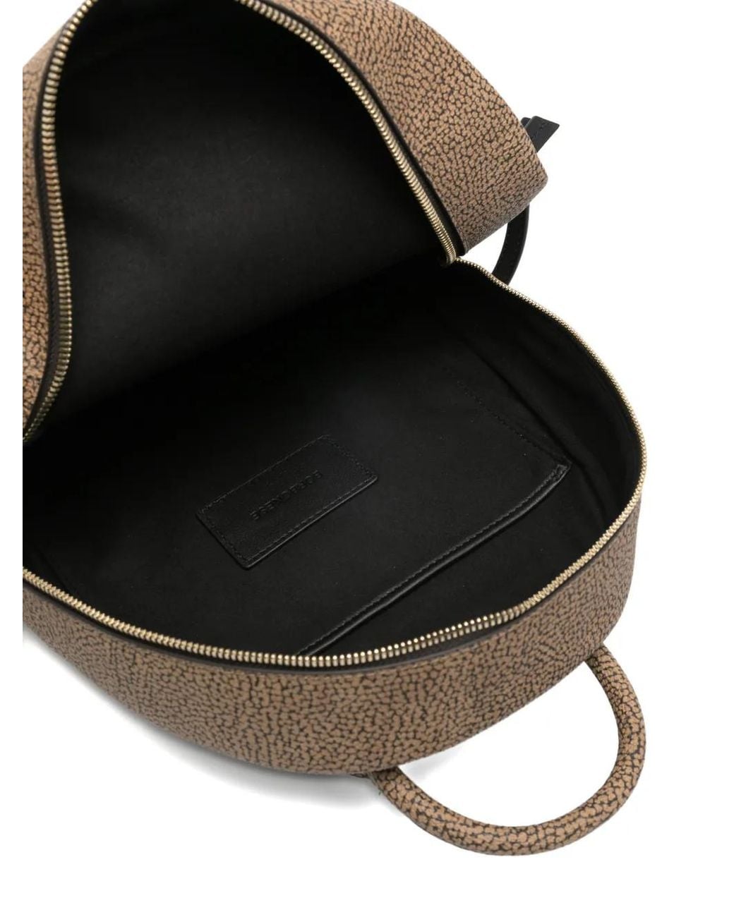 Borbonese Natural Medium Round-Handle Pattern Backpack