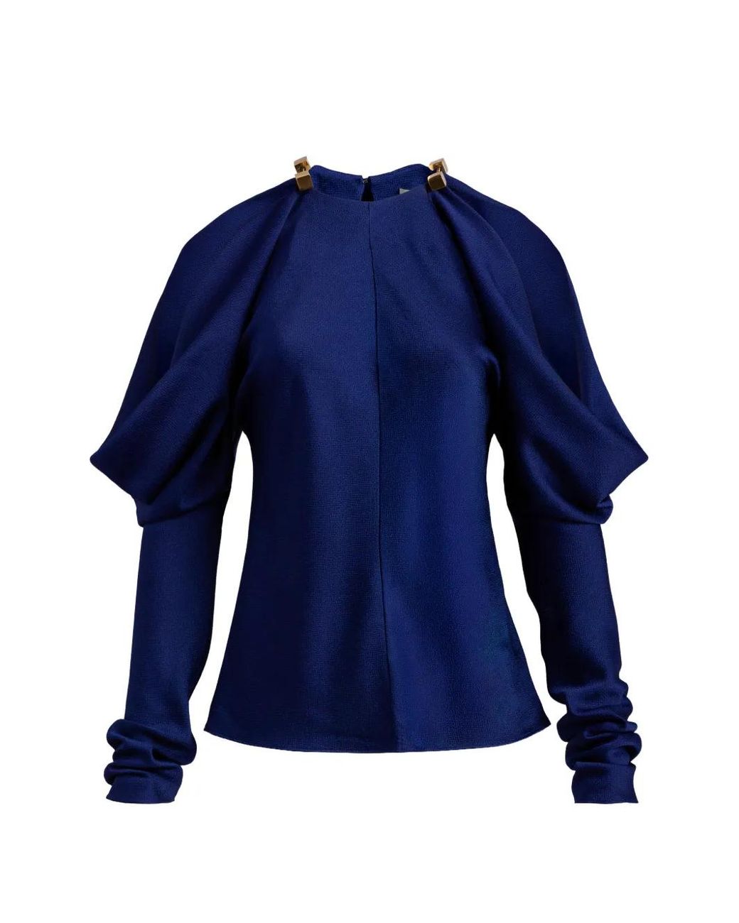 Silvia Tcherassi Blue Kina Hardware-Detail Cold-Shoulder Blouse