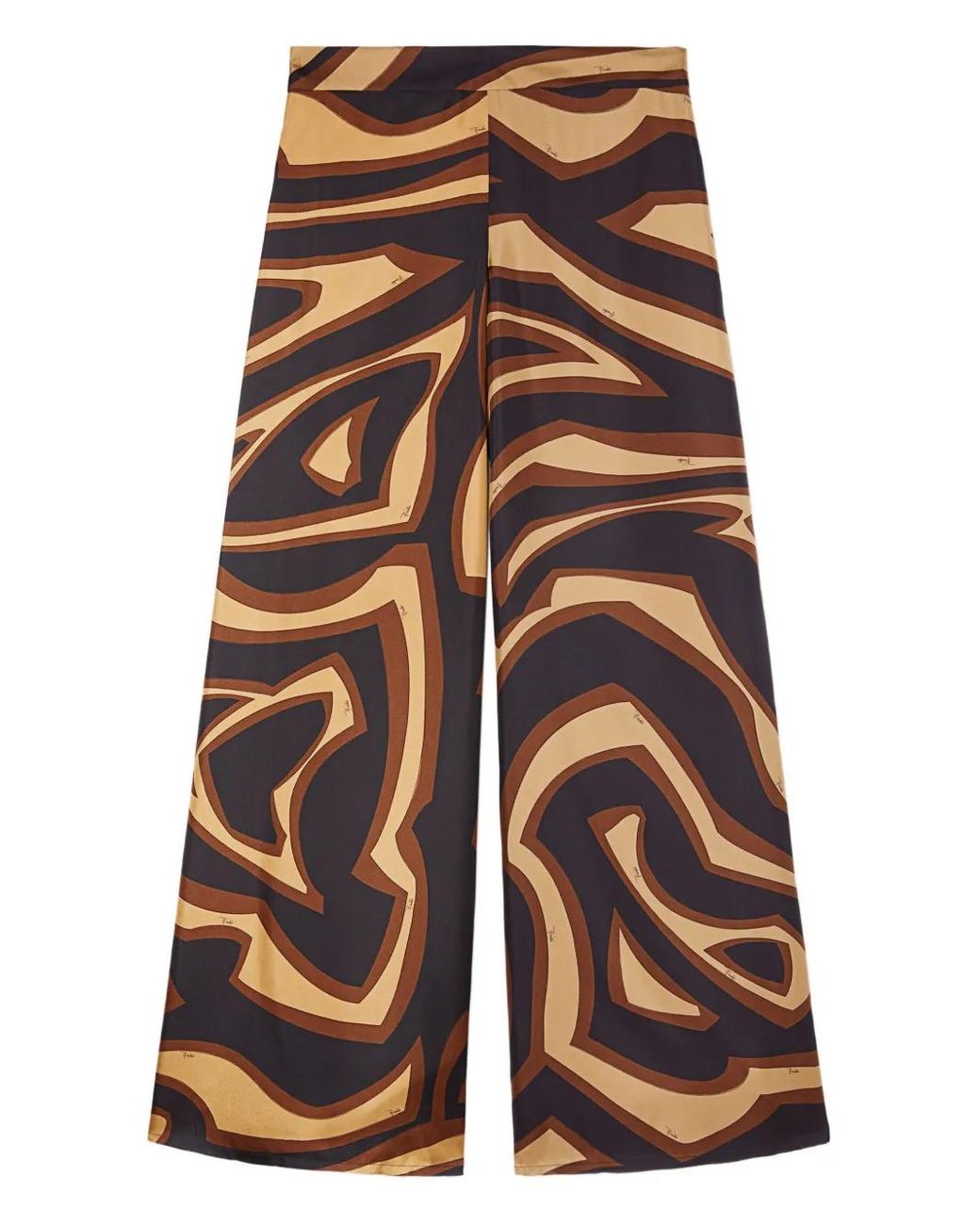 Emilio Pucci Black Labirinto Print Silk Wide Pants