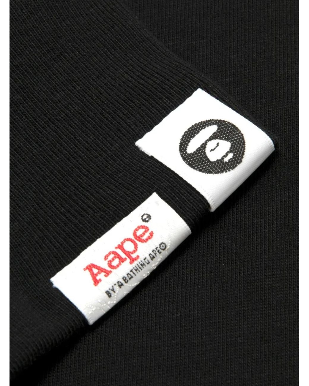 Aape By A Bathing Ape Black Moonface-Print T-Shirt for men