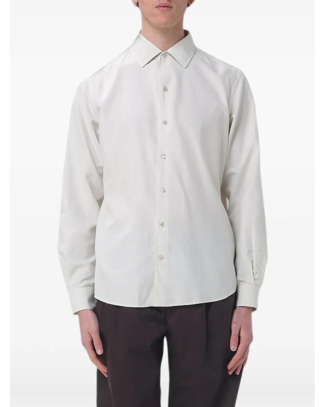 Agnona White Long-Sleeve Button-Up Shirt for men