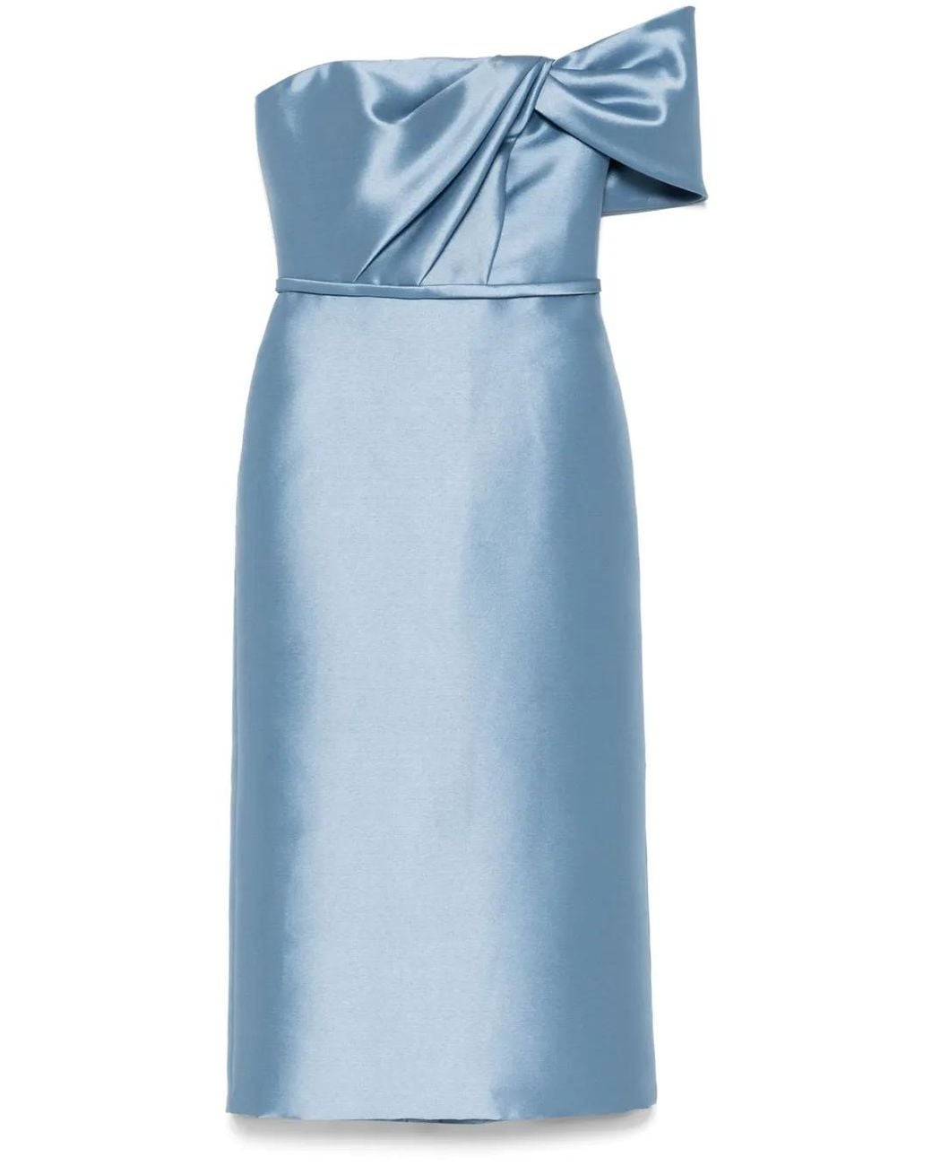 Amsale Blue Bow Cocktail Dress