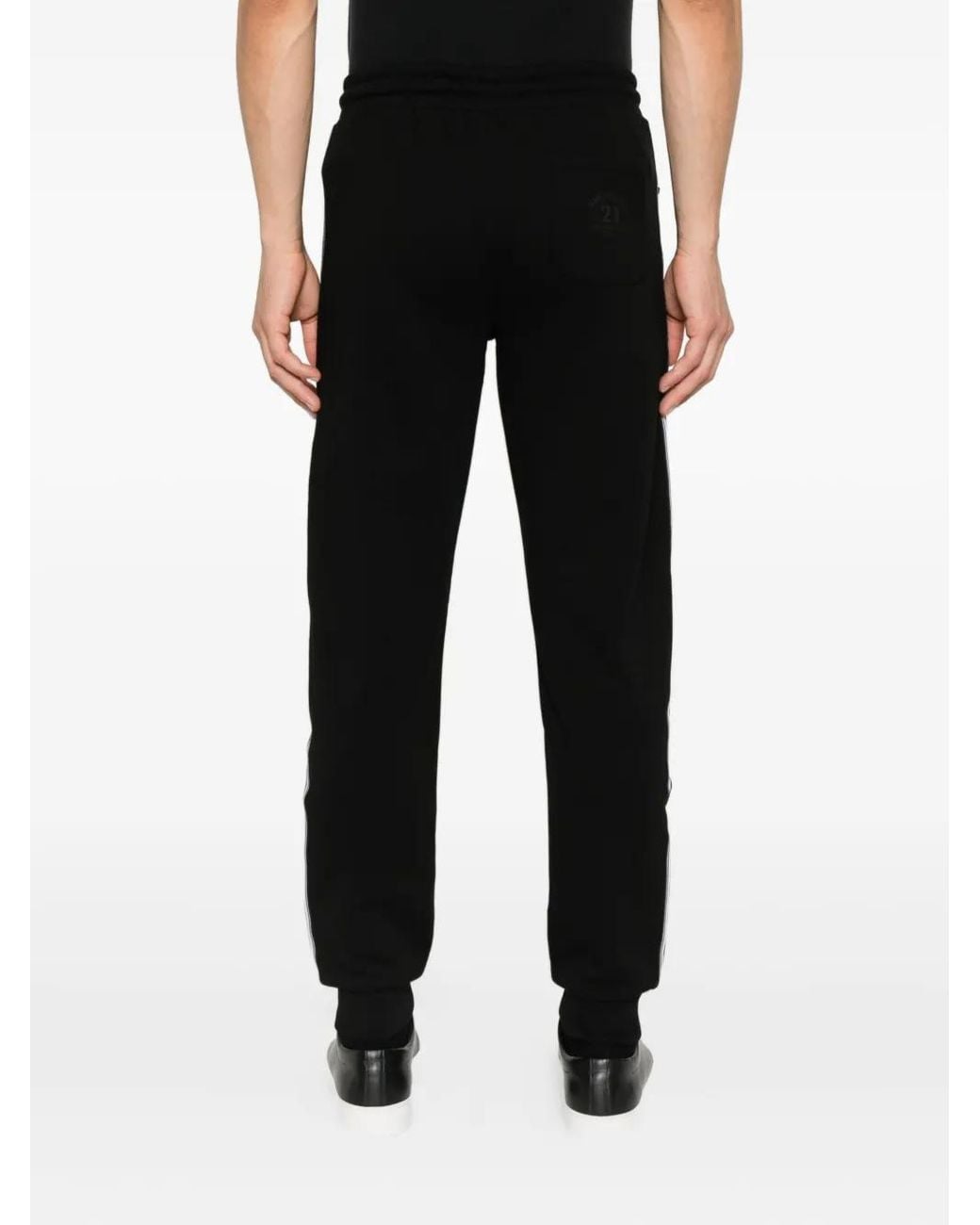 Karl Lagerfeld Black Stripe-Detail Track Pants for men