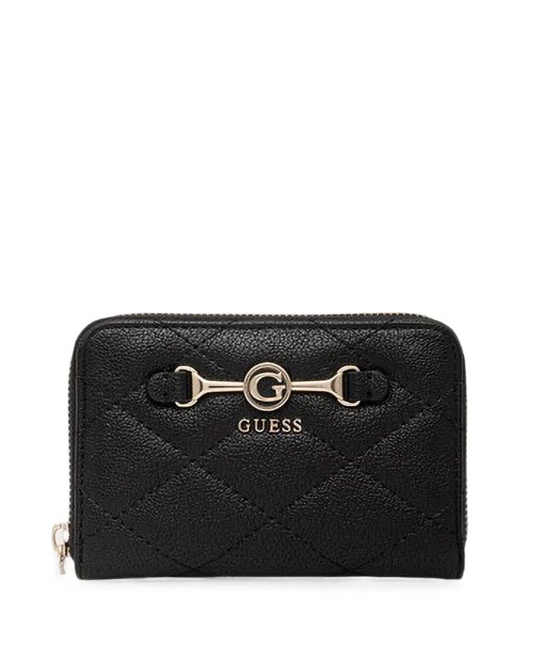Guess Black Frances Quilted Logo-Plaque Wallet