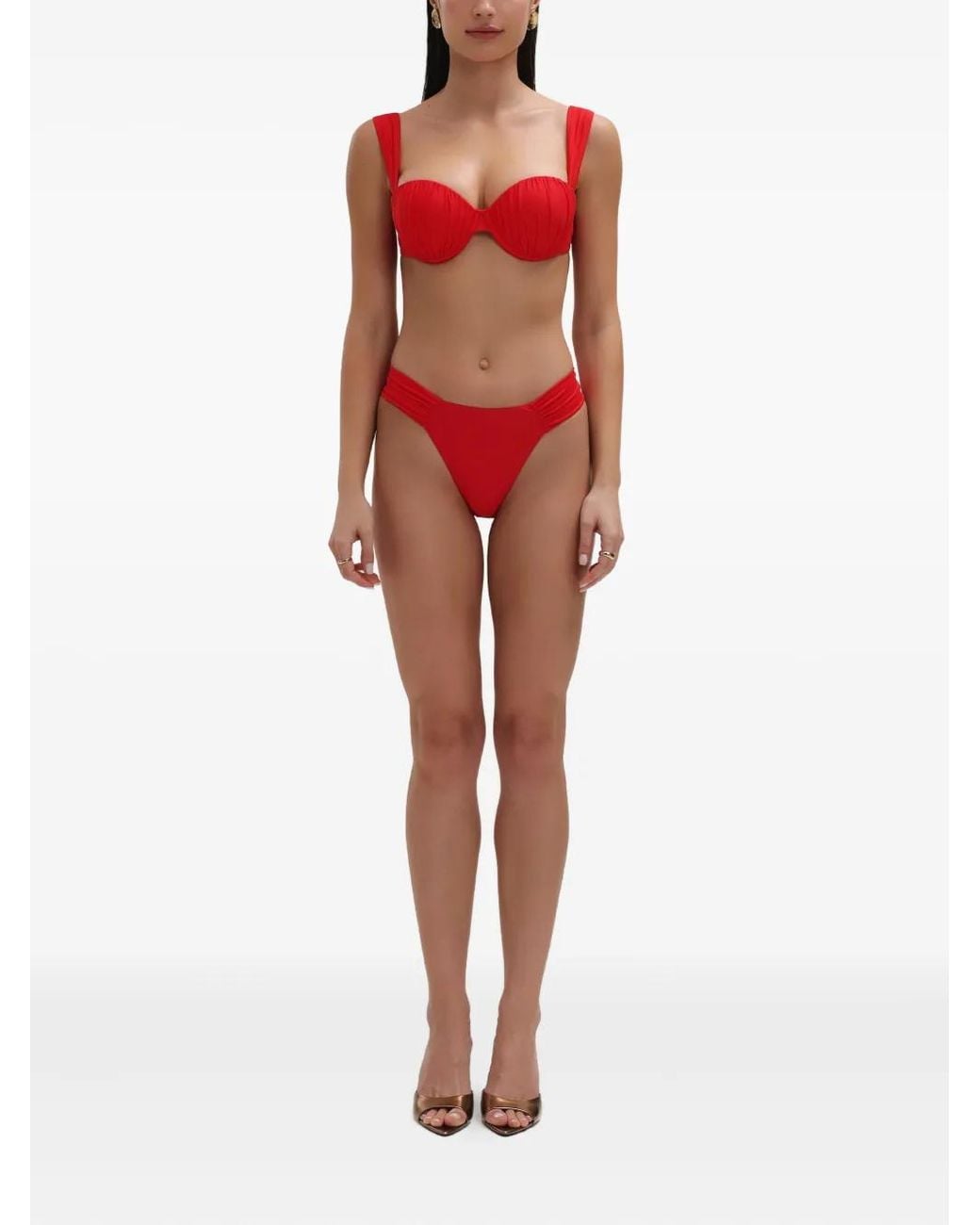 Noire Swimwear Red Ruched Balconette Bikini