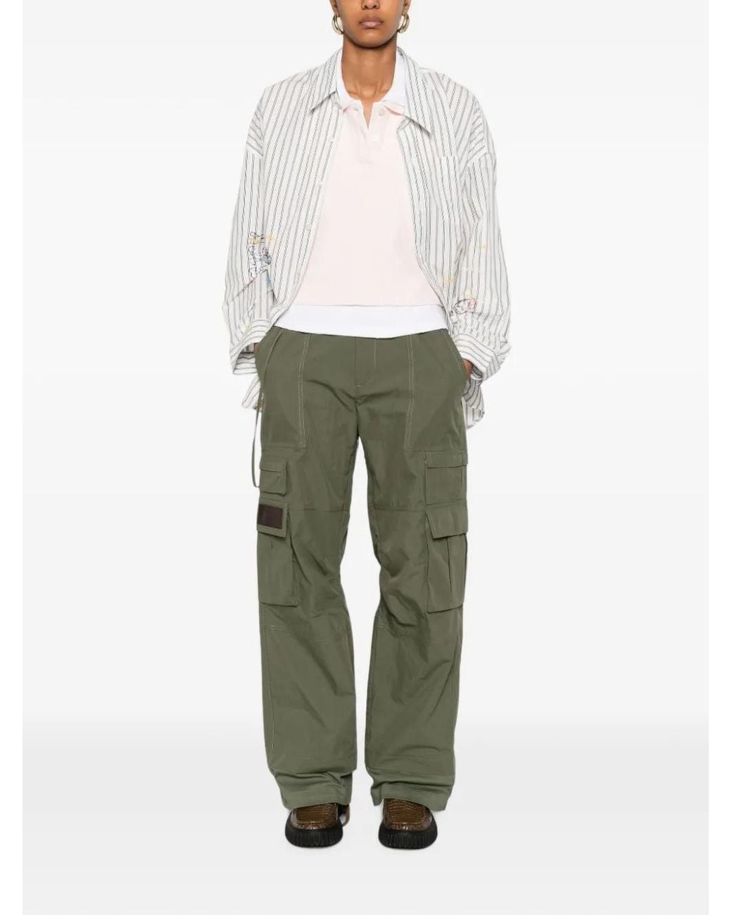 Carrera Green Contrast-Stitch Multi-Pocket Cargo Pants for men