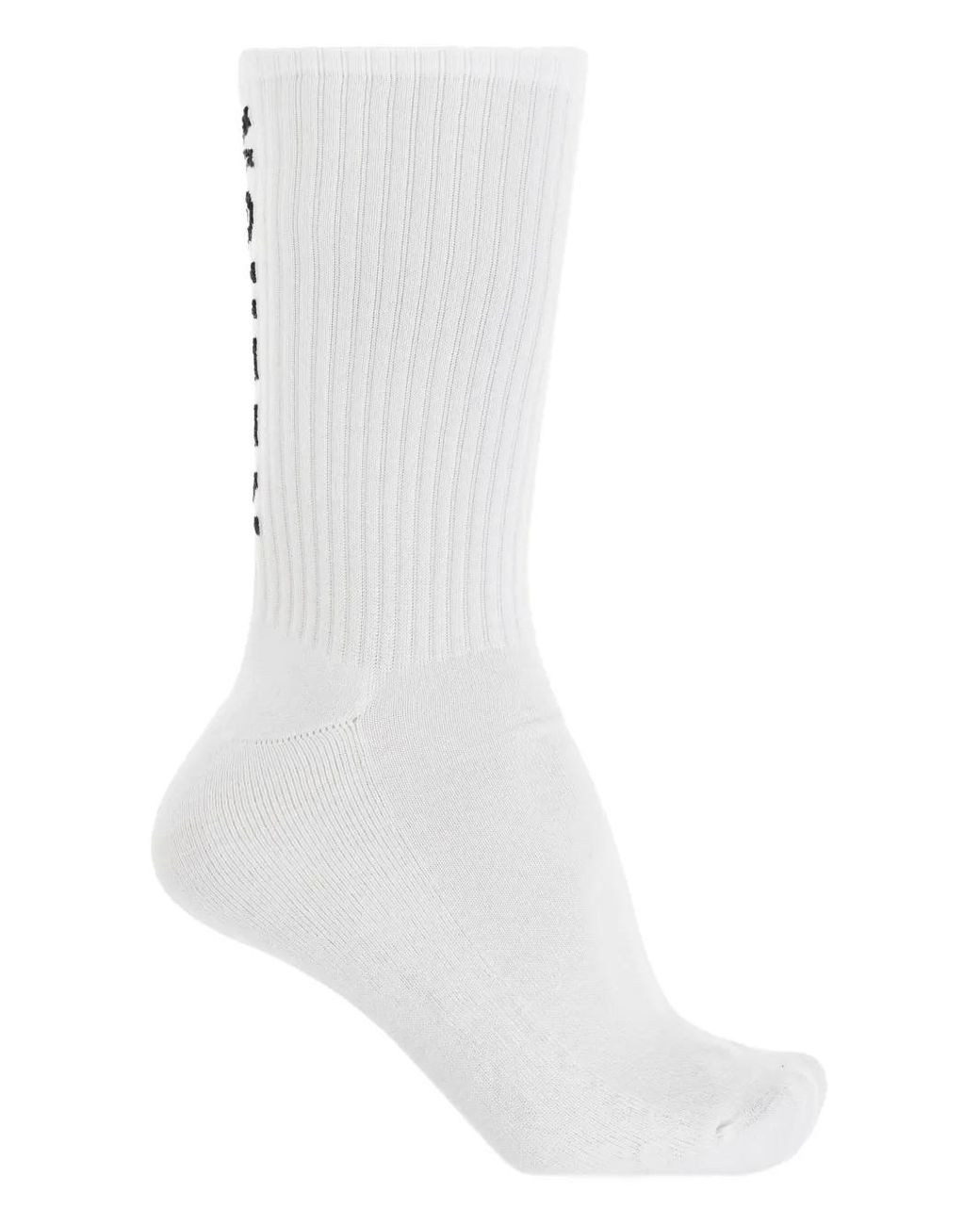 McQueen White Ribbed Logo Socks for men
