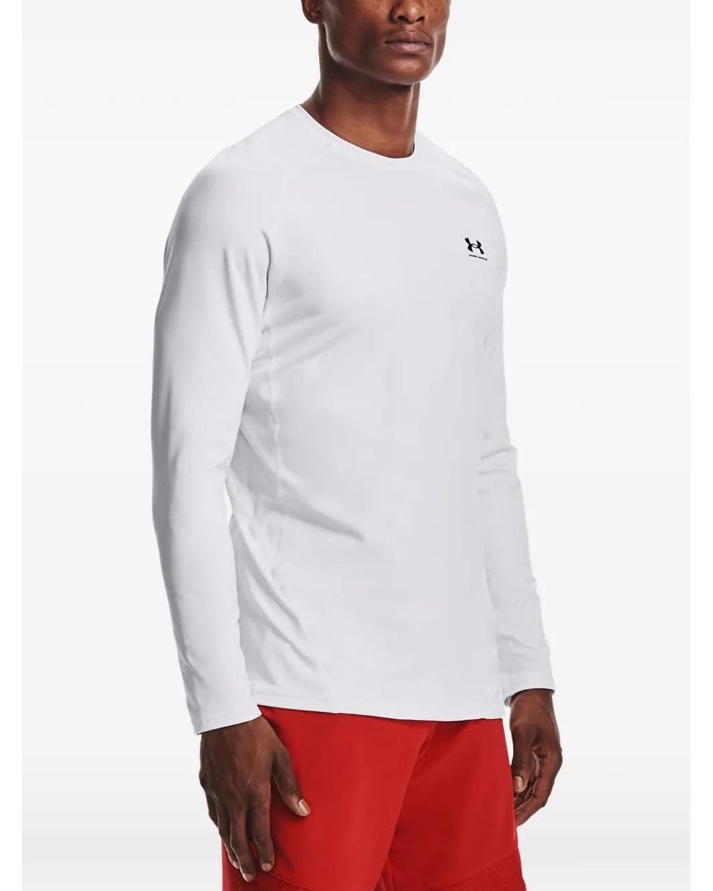 Under Armour White Logo-Print Long-Sleeve T-Shirt for men