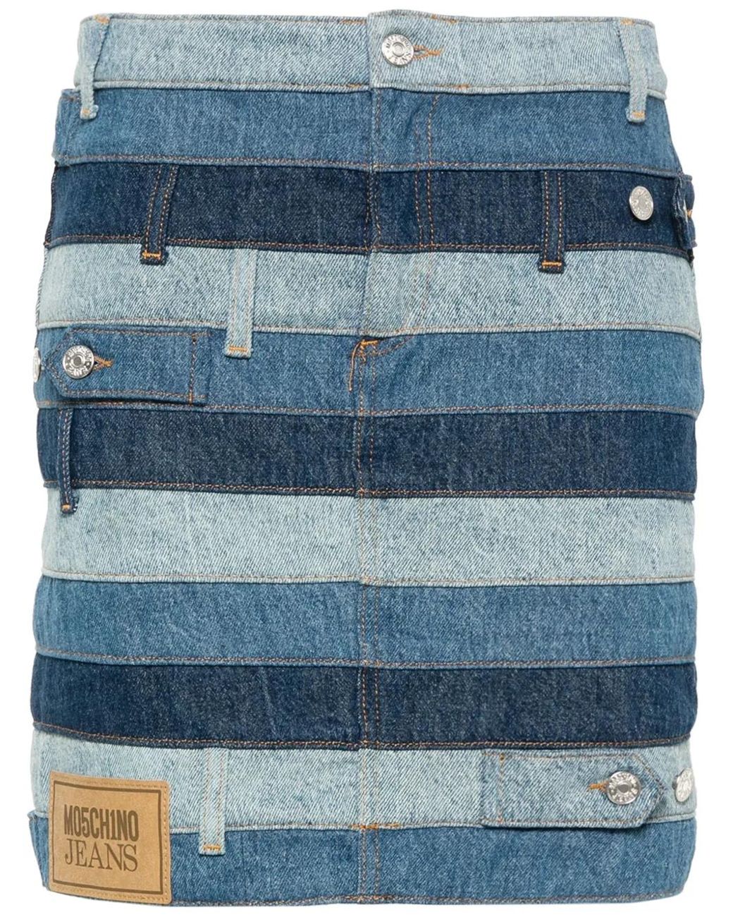 Moschino Blue Panelled Denim Mini Skirt