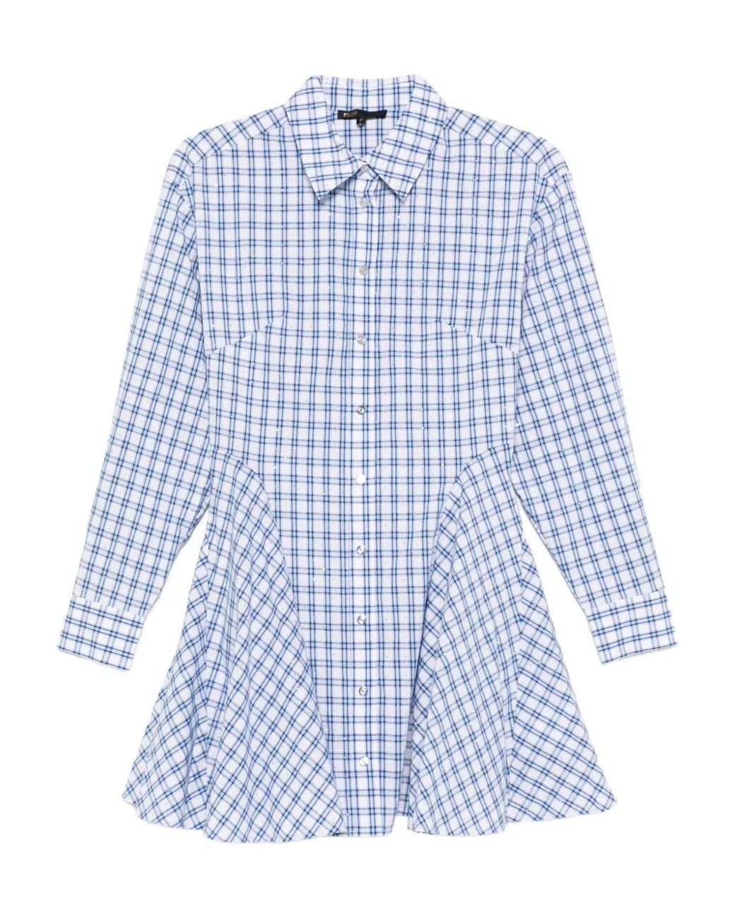 Maje Blue Rhinestone Shirt Dress