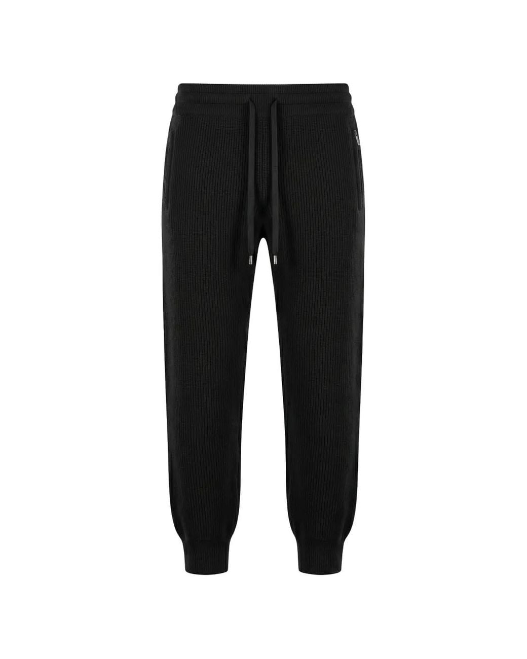 Moorer Black Ribbed-Knit Drawstring Track Pants