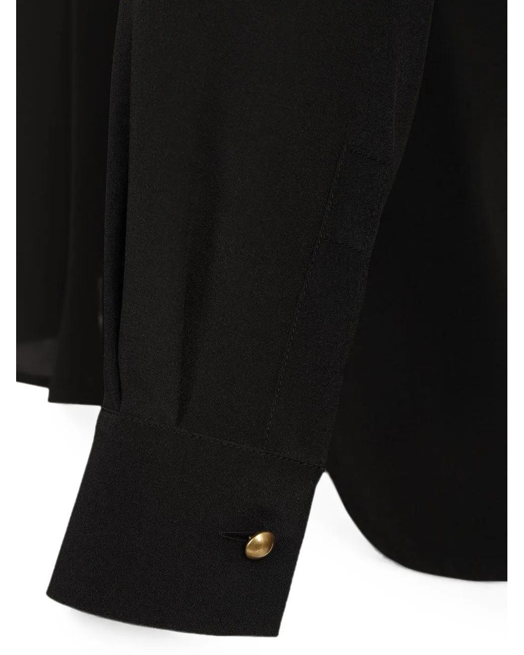 Max Mara Black Silk Scarf-Detail Shirt