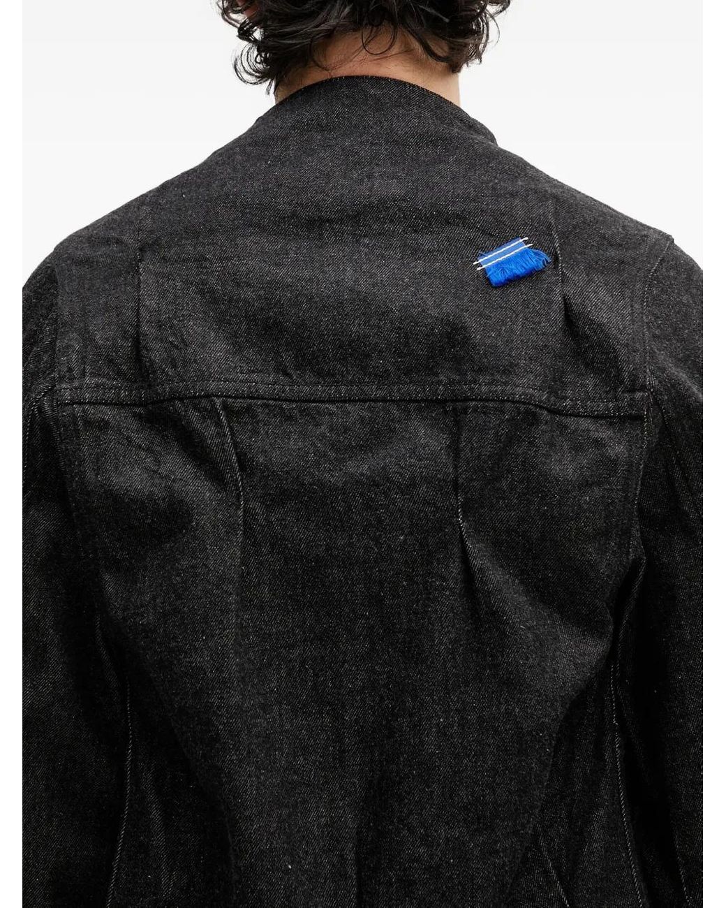 Adererror Black Zip-Fastening Pleated Denim Jacket for men